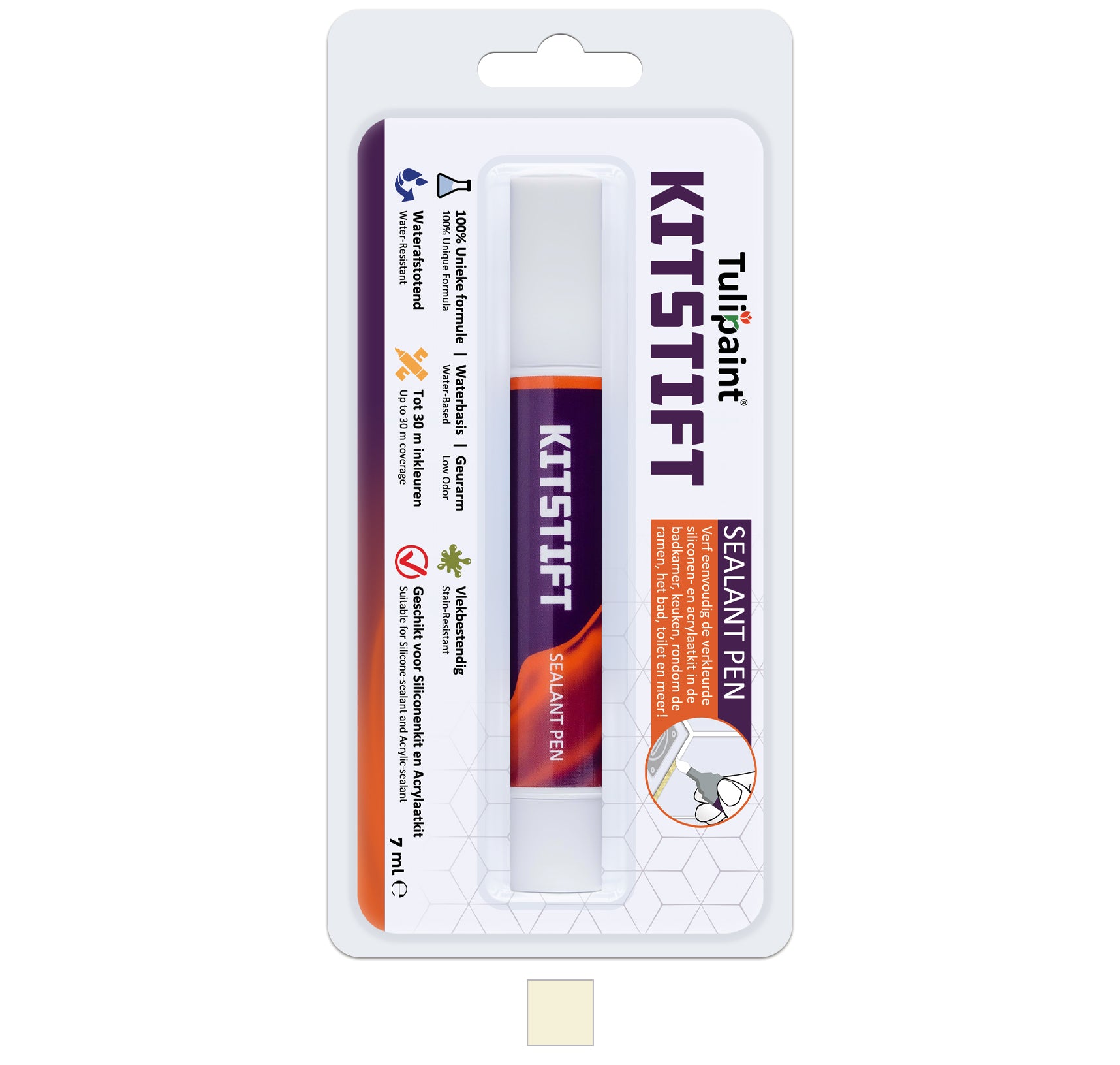 Tulipaint-Kitstift-Crèmewit-voor-verven-van-siliconen-en-acrylaat-kitranden-in-badkamer,-douche,-keuken,-toilet,-woonkamer