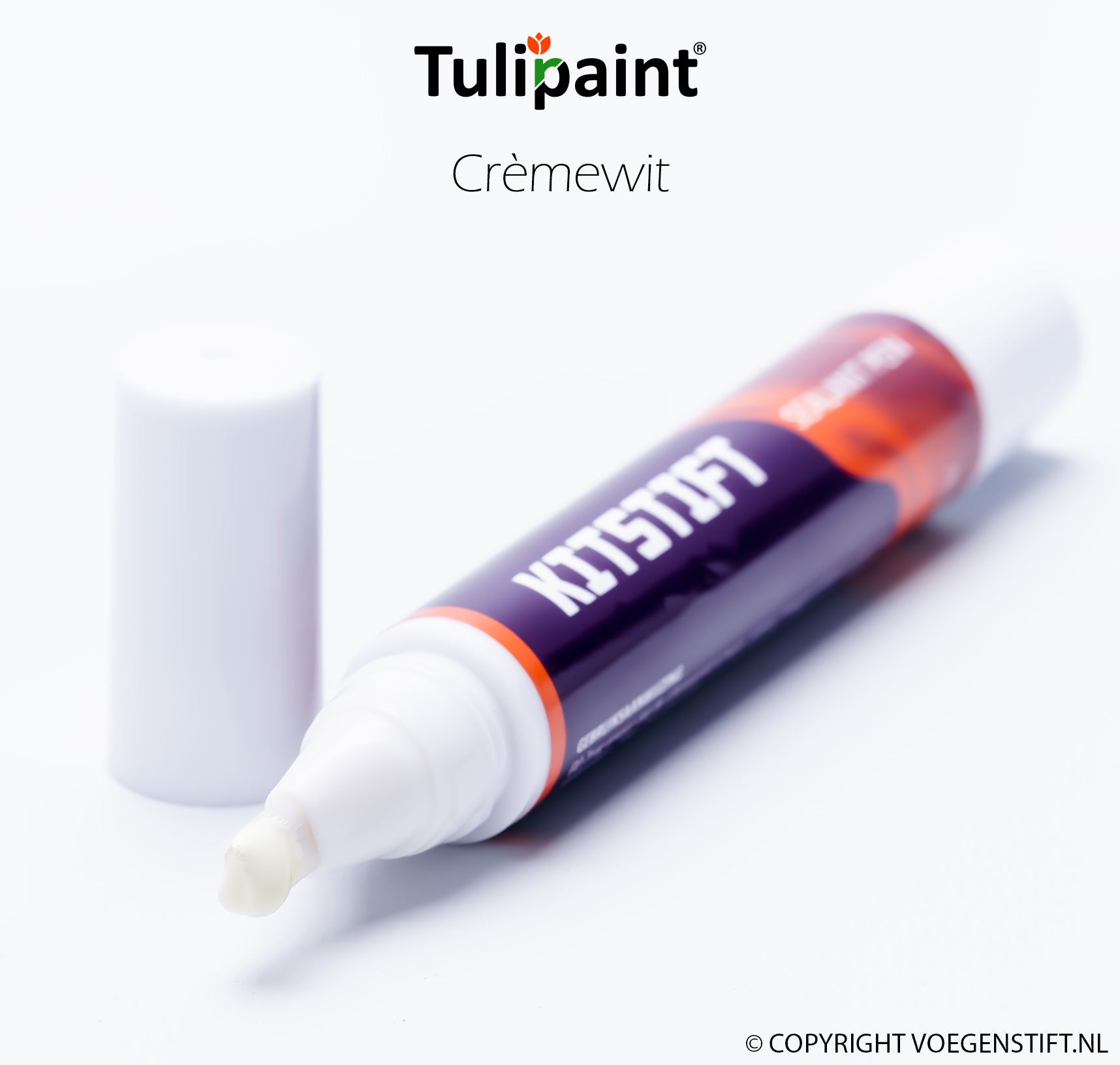 Tulipaint-Kitstift-Crèmewit-uit-verpakking-liggend--dop-ernaast