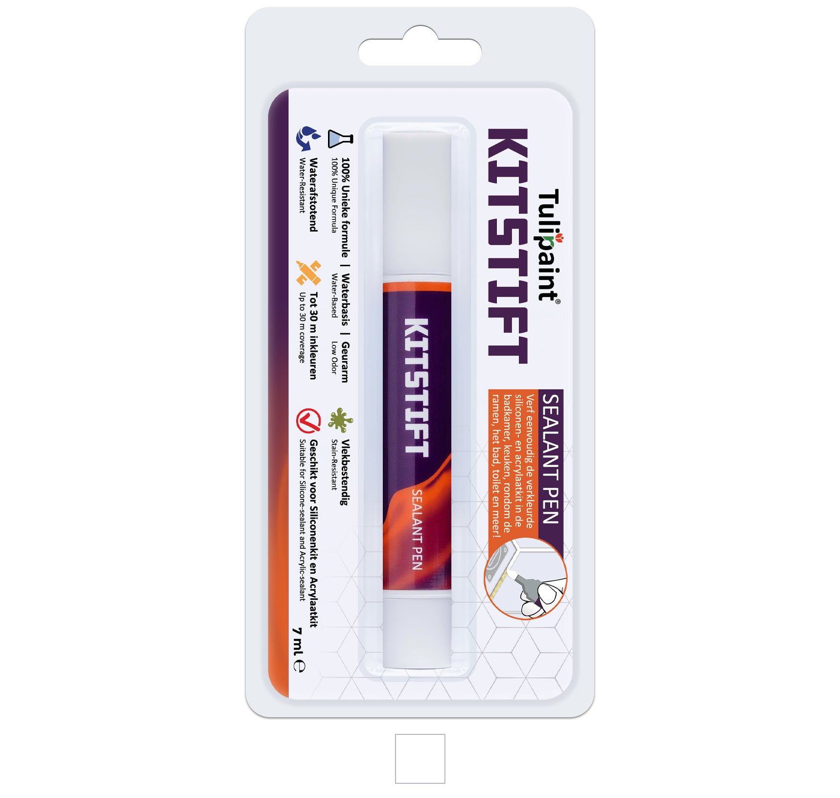 Tulipaint-Kitstift-Wit-voor-verven-van-siliconen-en-acrylaat-kitranden-in-badkamer,-douche,-keuken,-toilet,-woonkamer