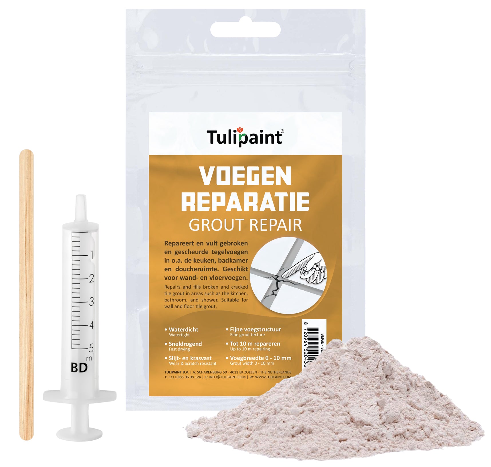 Tulipaint-Voegenrepartie-Beige-inhoud-poeder-buisje-roeststaafje