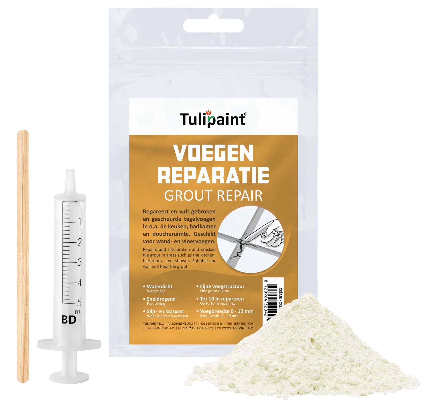 Tulipaint-Voegenrepartie-Crème-inhoud-poeder-buisje-roeststaafje