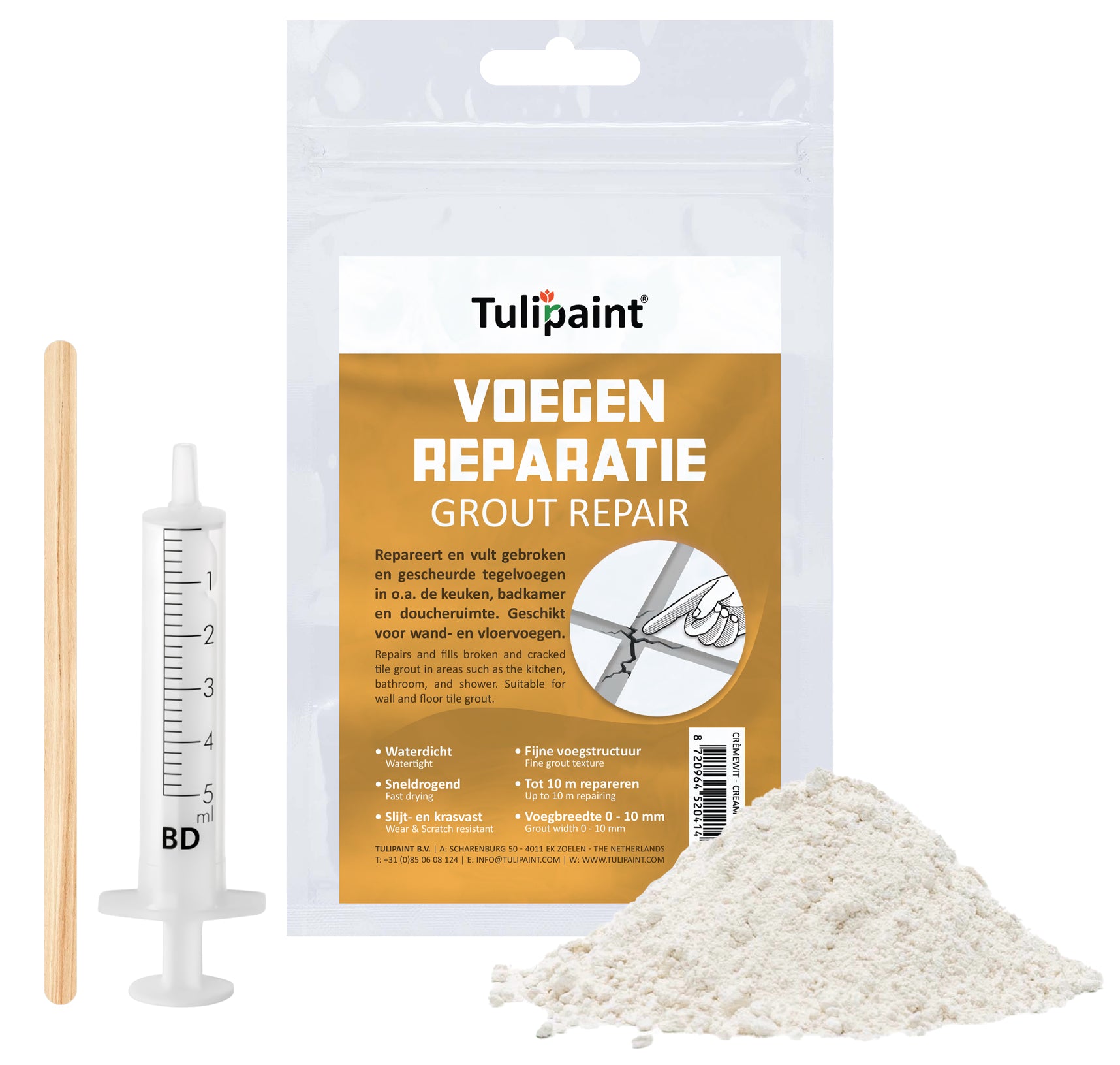 Tulipaint-Voegenrepartie-Crèmewit-inhoud-poeder-buisje-roeststaafje