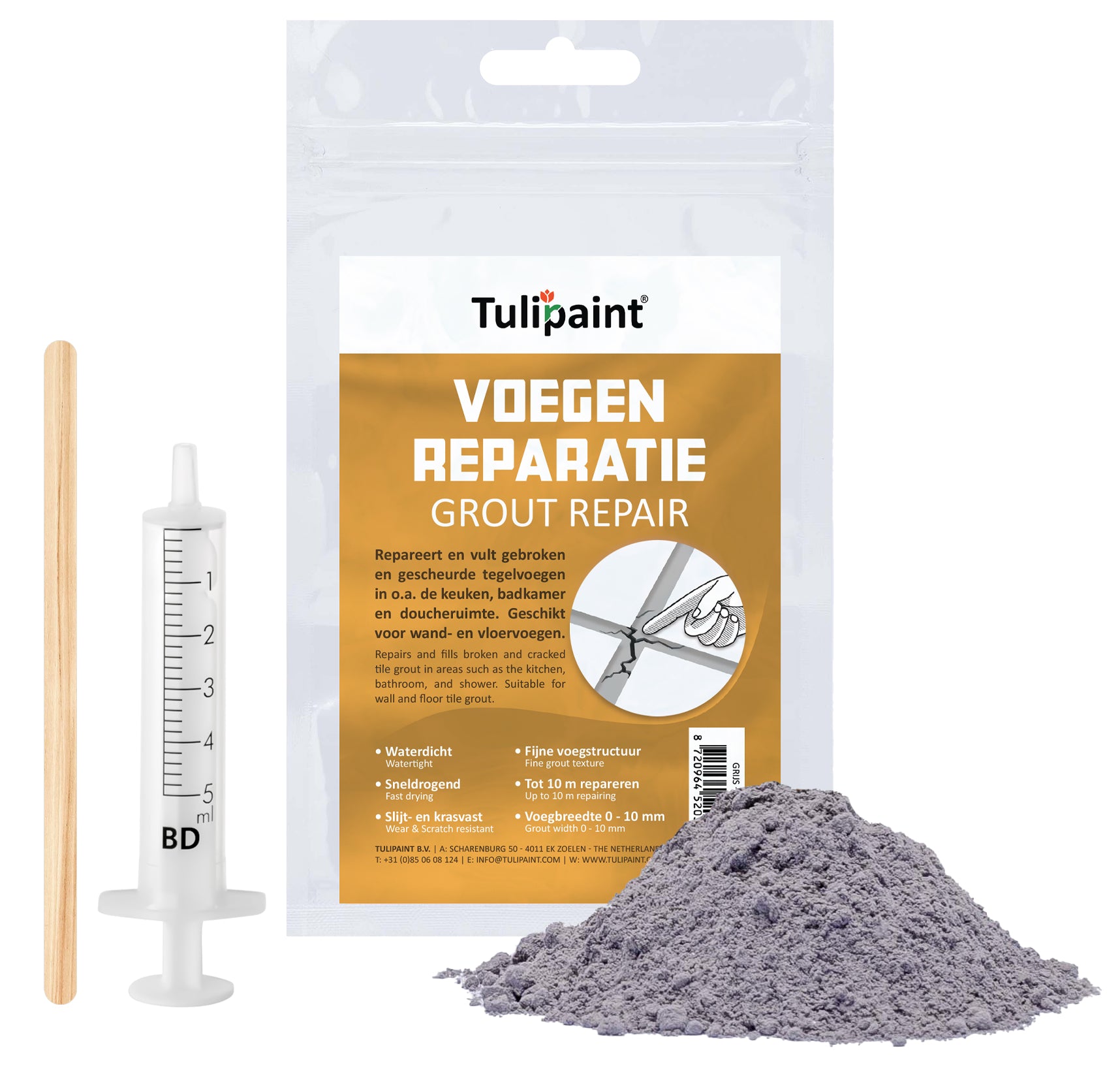 Tulipaint-Voegenrepartie-Grijs-inhoud-poeder-buisje-roeststaafje