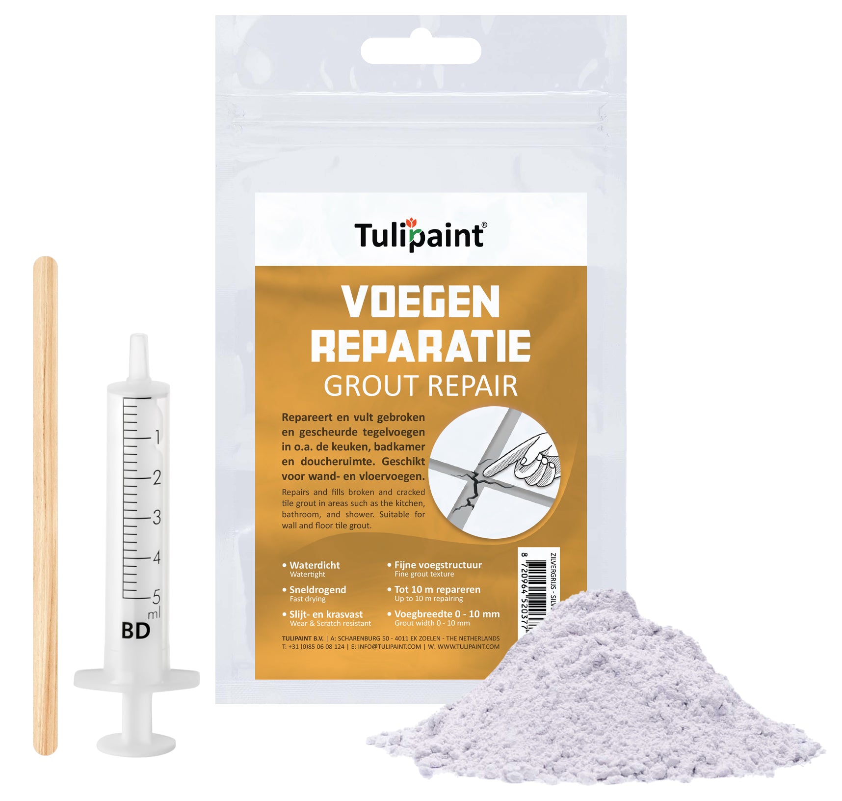 Tulipaint-Voegenrepartie-Zilvergrijs-inhoud-poeder-buisje-roeststaafje