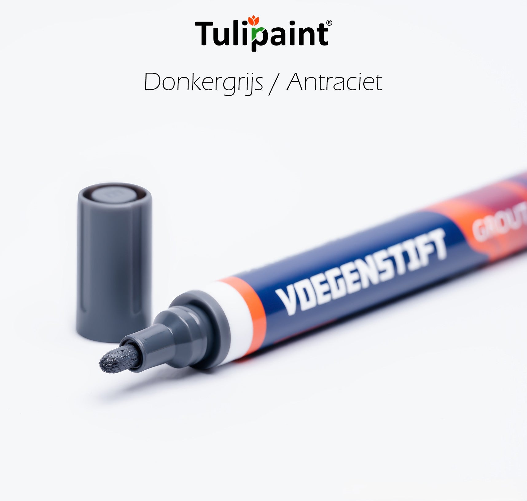 Tulipaint-Voegenstift-voegenmarker-Donkergrijs-uit-verpakking-liggend-dop-ernaast