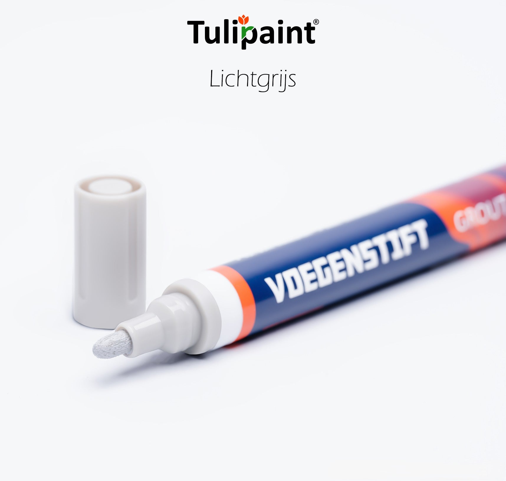Tulipaint-Voegenstift-voegenmarker-Lichtgrijs-uit-verpakking-liggend-dop-ernaast