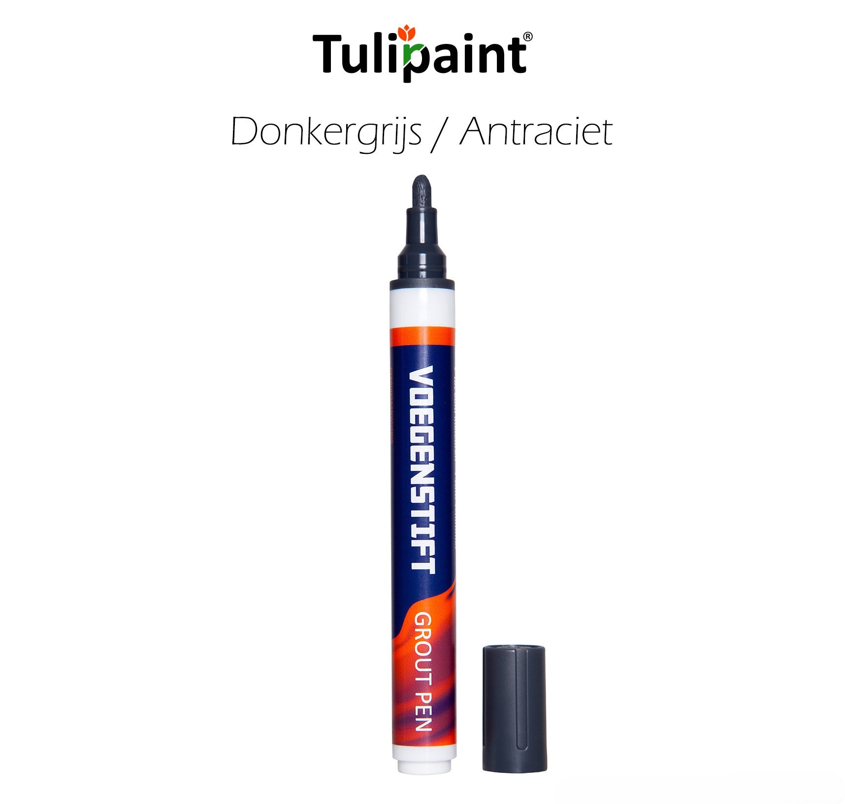 Tulipaint-Voegenstift-voegenmarker-Donkergrijs-uitverpakking-staand-dop-ernaast
