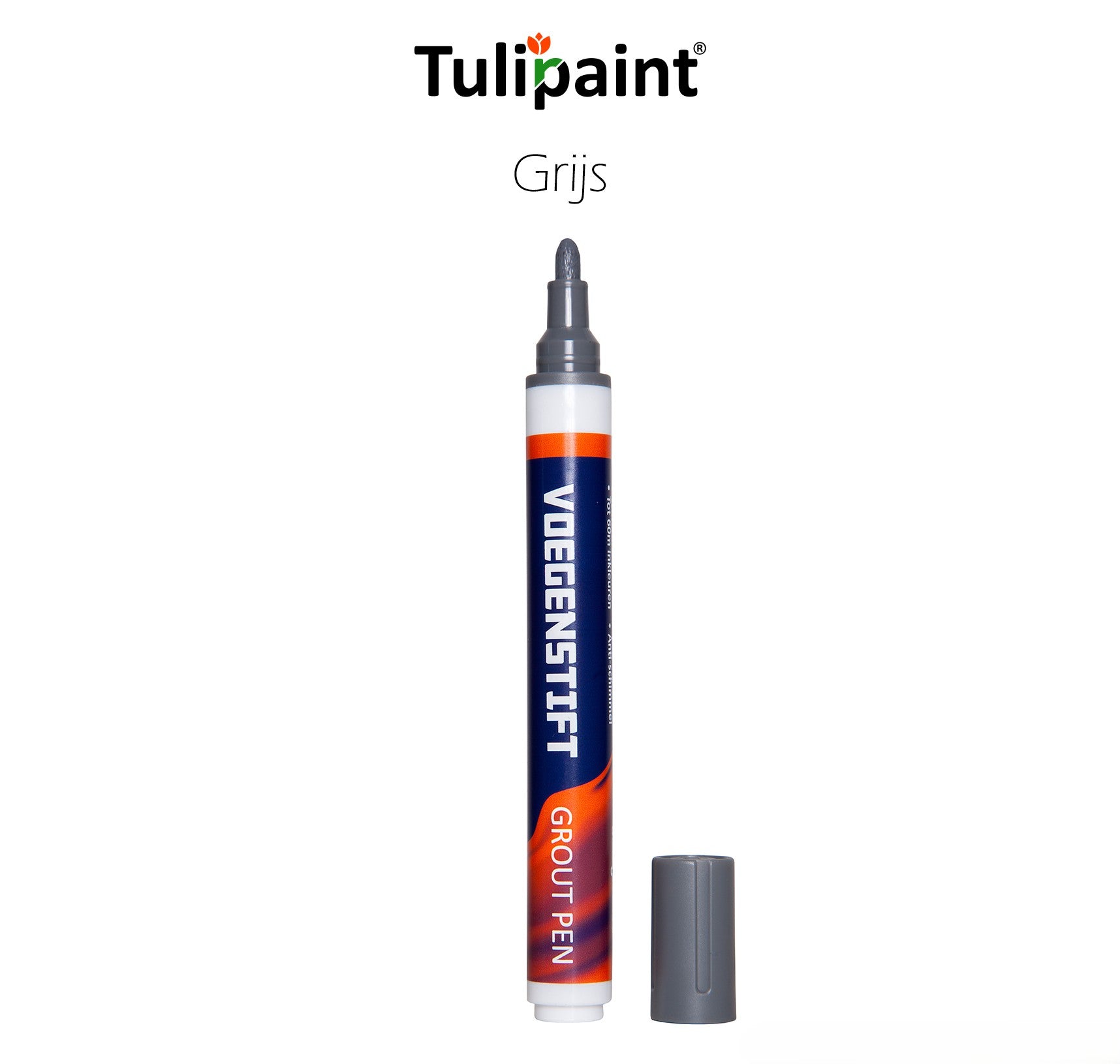 Tulipaint-Voegenstift-voegenmarker-Grijs-uitverpakking-staand-dop-ernaast