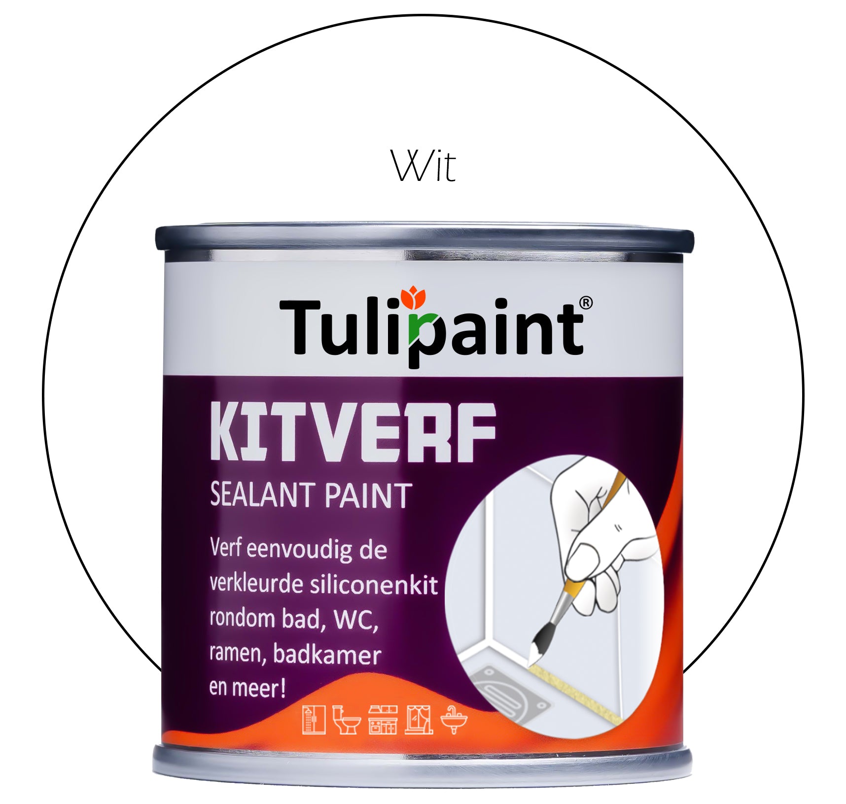 Tulipaint-Kitverf-Wit-voor-verven-van-siliconen-en-acrylaat-kitranden-in-badkamer,-douche,-keuken,-toilet,-woonkamer